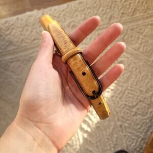 Ralph Lauren Belt Embossed Thin Leather Belt Light Brown Tan Sz S